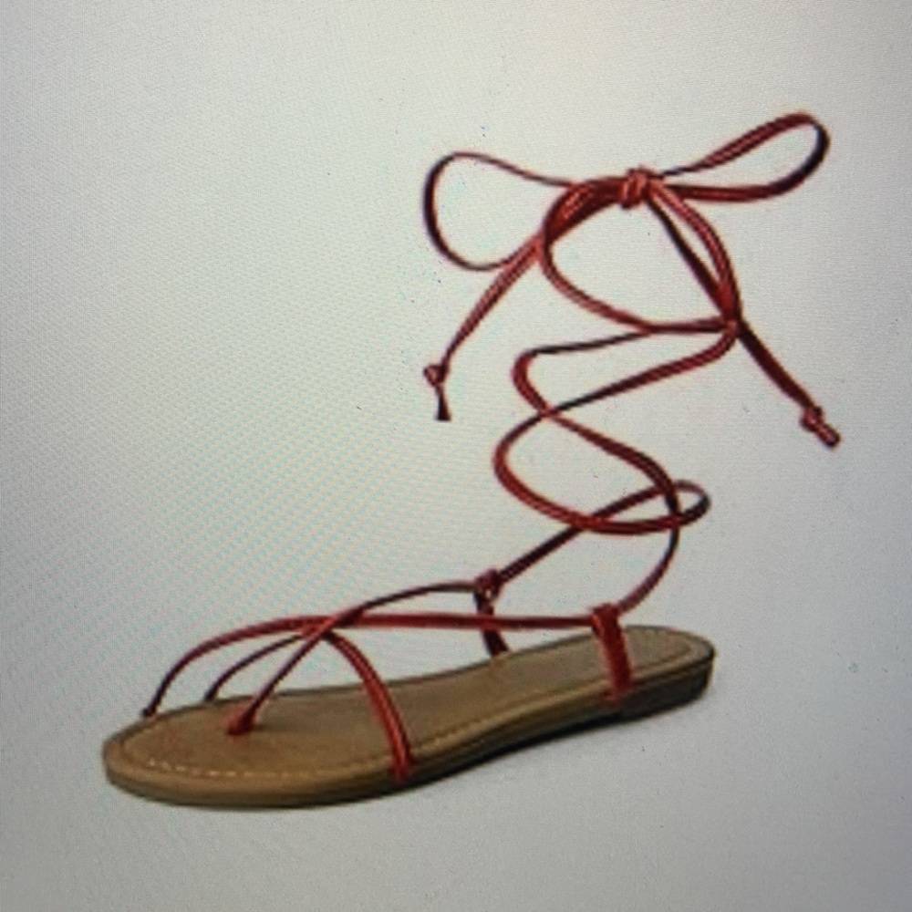 Lace Up Red Sandals